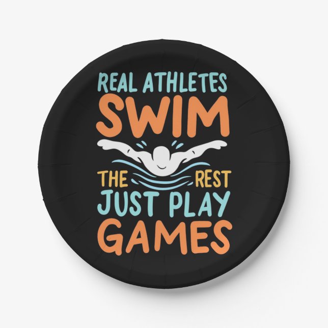 Real Athletes Swim Paper Plate (Front)