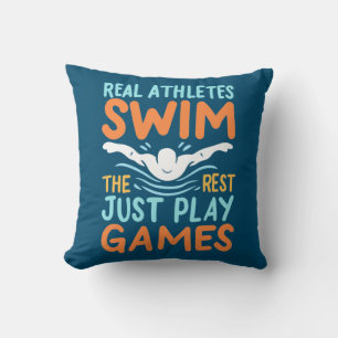 Real Athletes Swim Throw Pillow