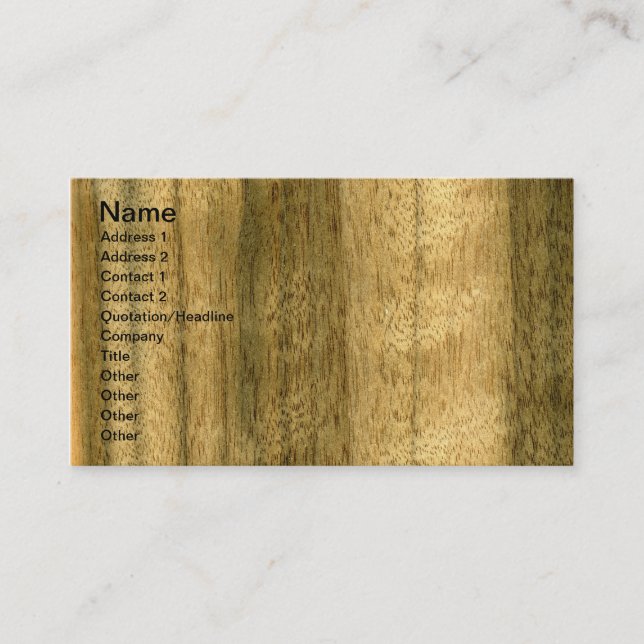 Real Australian Walnut Veneer Woodgrain Business Card (Front)