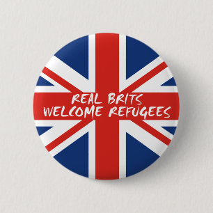 Real Brits Welcome Refugees 2 Inch Round Button