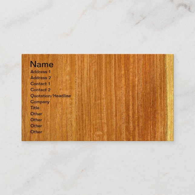 Real Burmese Padauk Veneer Woodgrain Business Card (Front)