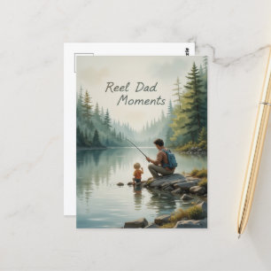 Real Dad Adventures Fathers Day Lake Fishing Postcard