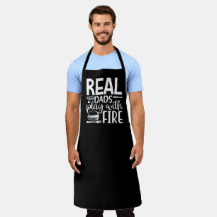 Real Dads Play With Fire BBQ Large Black Apron
