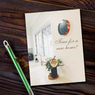 Real Estate Agent Advertising Time for a New Home Postcard