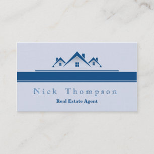 Real Estate Agent Architect Blue Elegant Light Business Card