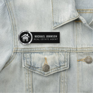 Real Estate Agent - Black and Silver Name Tag