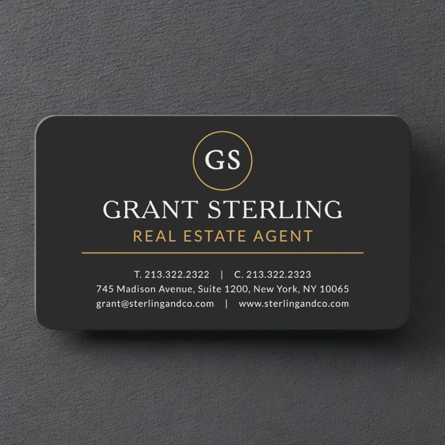 Real Estate Agent Black Gold Professional Business Card (Creator Uploaded)