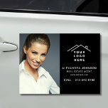 Real Estate Agent Black Logo Photo Car Magnet<br><div class="desc">Create a polished, professional look with this Real Estate Agent Black Logo Photo Car Magnet. This customizable magnet prominently displays your logo, contact information, and a photo, ensuring high visibility while you’re on the go. Ideal for realtors, it’s a sleek and convenient way to advertise your services, promote your brand,...</div>