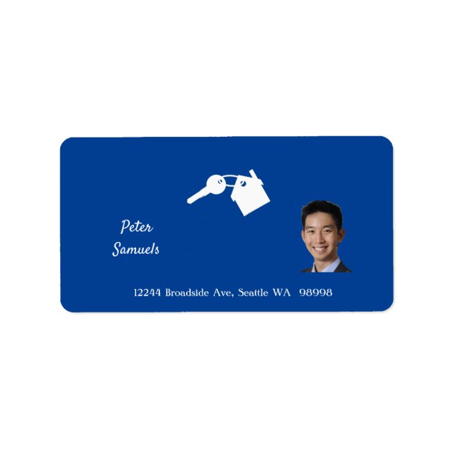Real Estate Agent Blue Return Address Label (Front)