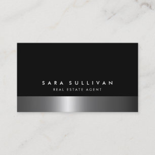 Real Estate Agent Bold Dark Chrome Business Card