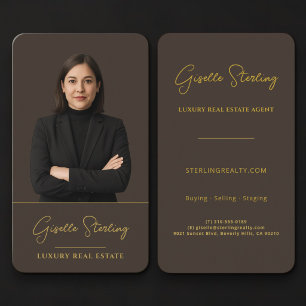 Real Estate Agent Brown Gold  Business Card
