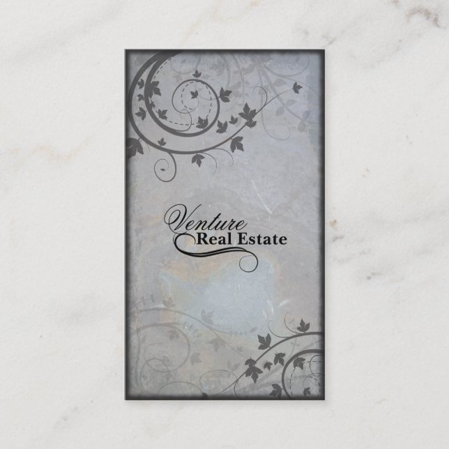 Real Estate Agent Business Card -Grey Blue Black (Front)