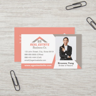 Real Estate Agent Business Card in Coral Pink