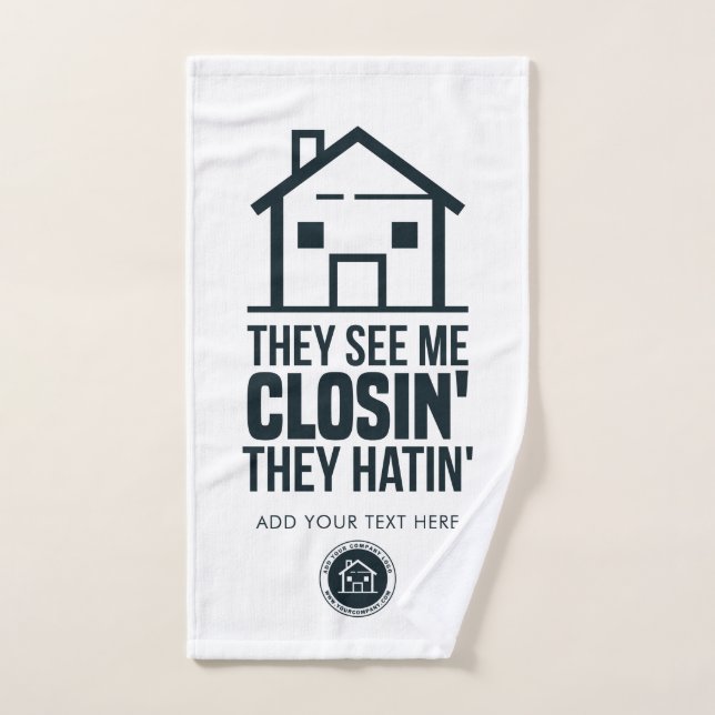 Real Estate Agent Business Logo Personalize Hand Towel (Hand Towel)