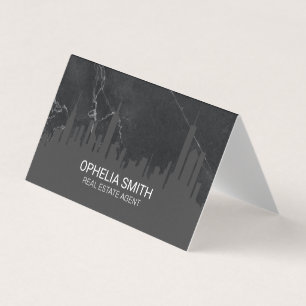Real Estate Agent Cityscape Marble Business Card