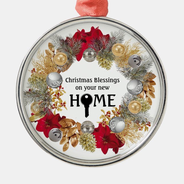 Real Estate Agent Closing Gift Christmas Favour Bo Metal Ornament (Front)