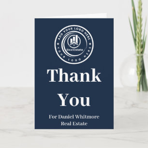 Real Estate Agent Custom Logo Property Branding Thank You Card