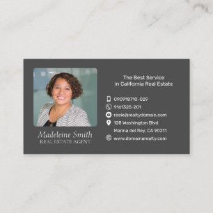 Real Estate Agent Dark Grey Professional Business Card