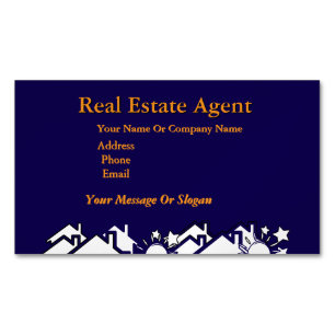Real Estate Agent Dk Blue  Magnetic Business Card