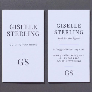 Real Estate Agent Elegant Lilac Purple Monogram  Business Card