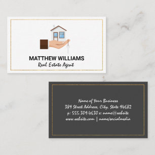 Real Estate Agent   Hand Holding House Keys Business Card