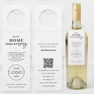 Real Estate Agent Happy Home Anniversary Logo Bottle Tag