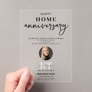 Real Estate Agent Happy Home Anniversary Thank You Acrylic Invitations