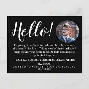 Real Estate Agent HELLO Spring checklist Announcem Announcement Postcard