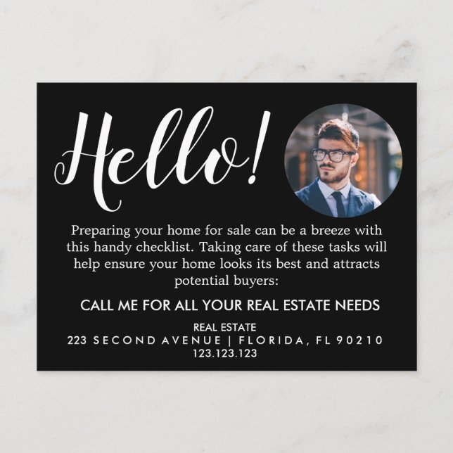 Real Estate Agent HELLO Spring checklist Announcem Announcement Postcard (Front)