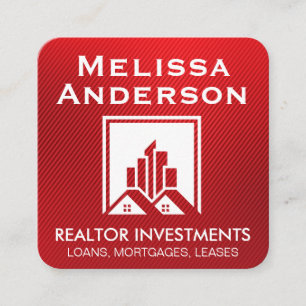 Real Estate Agent   Home Seller   Red Stripes Square Business Card
