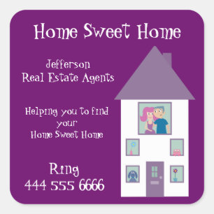 Real Estate Agent Home Sweet Home Square Sticker