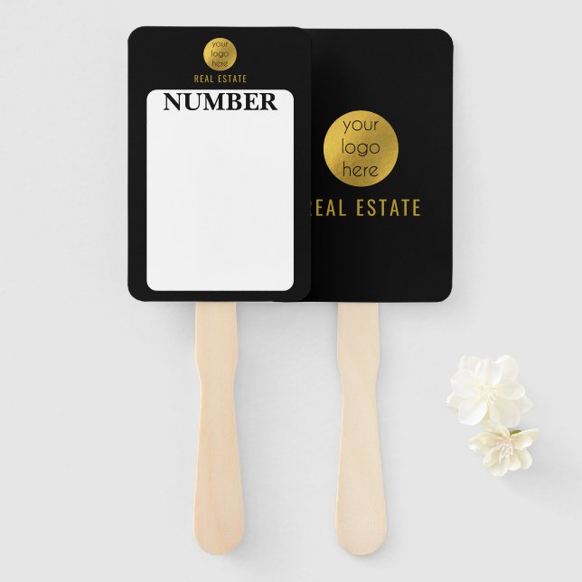 Real Estate Agent House Bidding Auction Paddle Hand Fan (Front and Back)