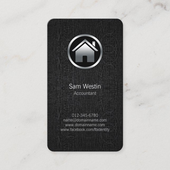 Real Estate Agent House Black Grunge Business Card (Front)