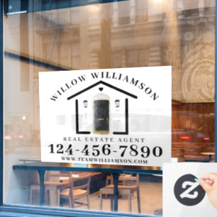 Real Estate Agent House & Black Watercolor Door Window Cling
