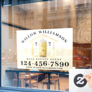 Real Estate Agent House & Yellow Watercolor Door Window Cling
