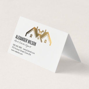 Real Estate Agent   Keys   Gold Home Business Card