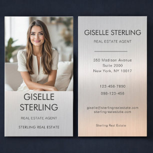 Real Estate Agent Luxury Metallic Photo Business Card
