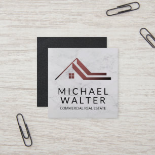 Real Estate Agent   Marble   Property Manager Square Business Card