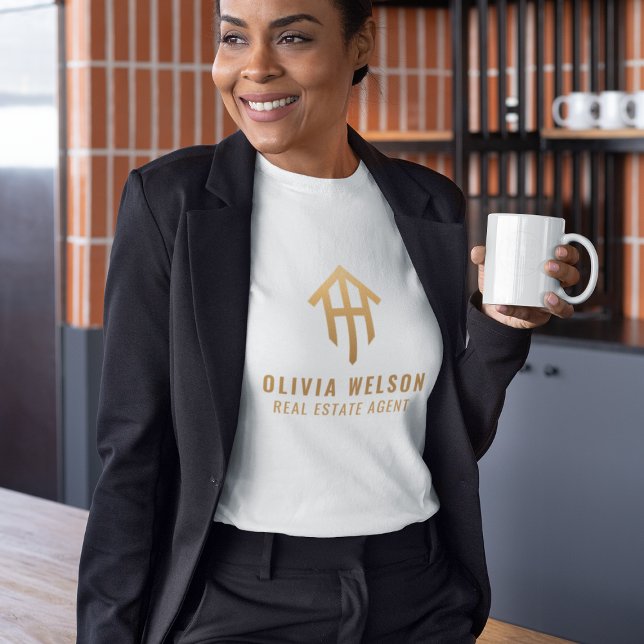  Real Estate Agent Marketing Gold & White Realtor  T-Shirt (Creator Uploaded)