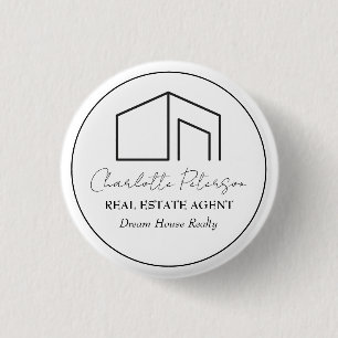 Real Estate Agent Name Tag Simple 1 Inch Round Button