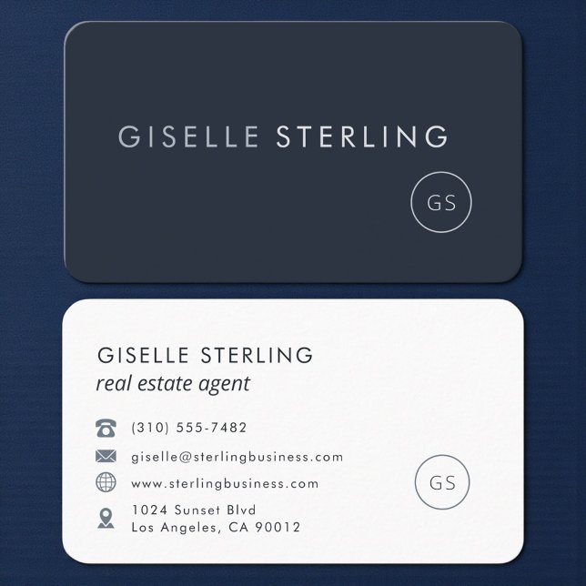 Real Estate Agent Navy Blue Professional Business Card (Creator Uploaded)