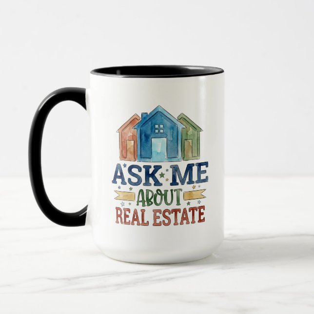 Real Estate Agent Personalized Black Two-Tone Mug (Left)