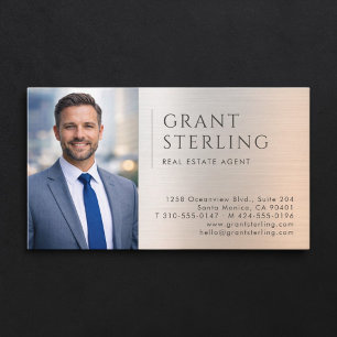 Real Estate Agent Photo Metallic Business Card