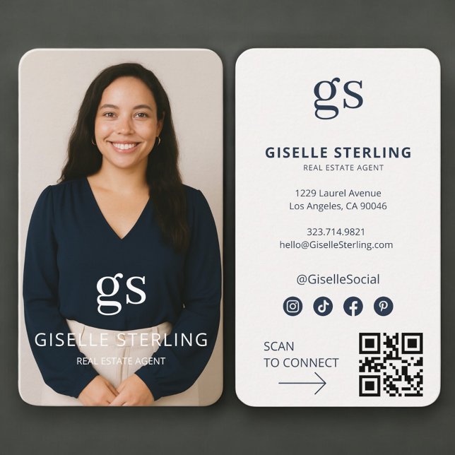 Real Estate Agent Photo QR Code Professional Business Card (Creator Uploaded)