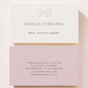 Real Estate Agent Pink Bow Business Card