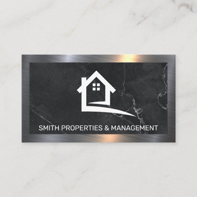 Real Estate Agent | Properties | Metallic Border Appointment Card (Front)