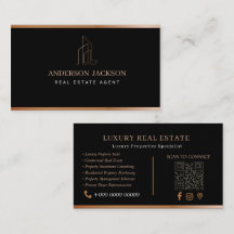 Real Estate Agent QR Code Luxury Black Gold