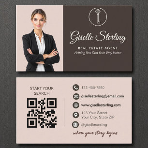 Real Estate Agent QR Code Terracotta Photo Business Card