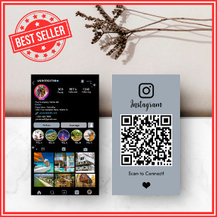 Real Estate Agent Realtor Instagram Dusty Blue QR Business Card