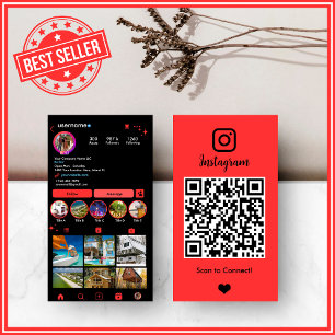 Real Estate Agent Realtor Instagram Red QR Code Business Card